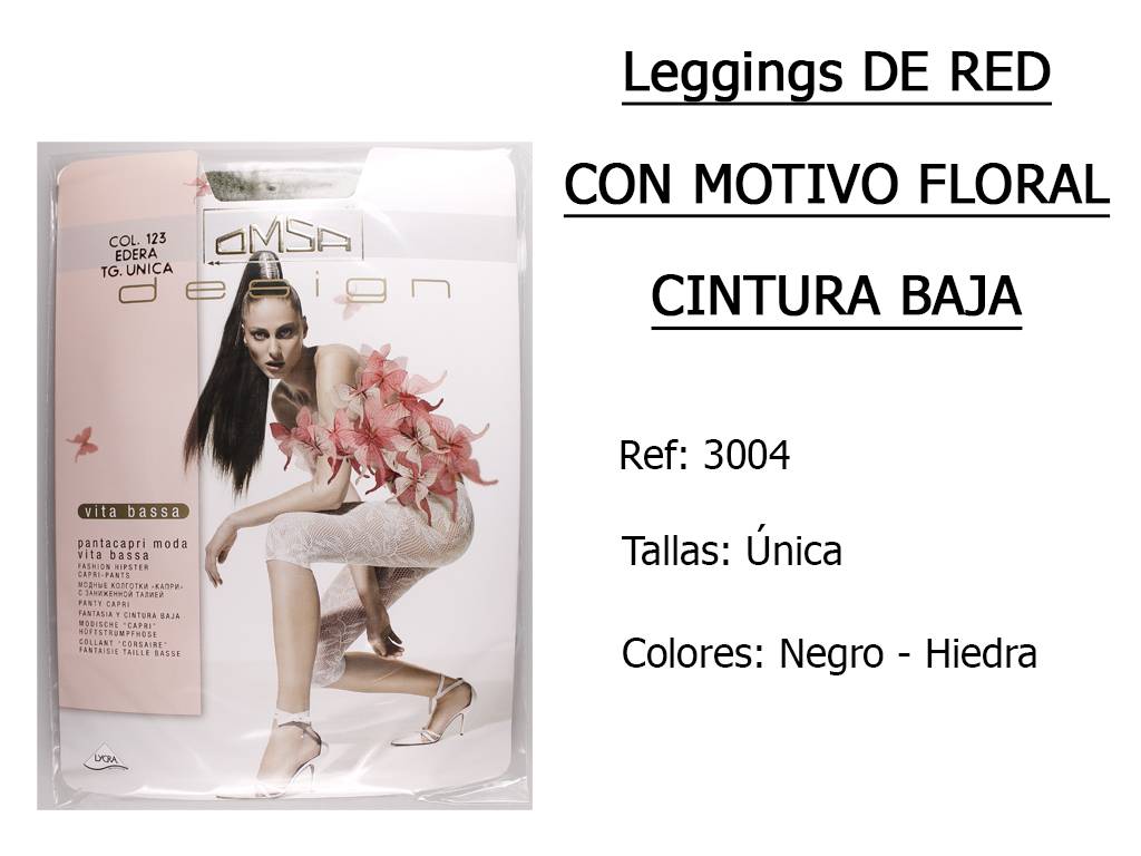 LEGGINGS de red con motivo floral cintura baja 3004