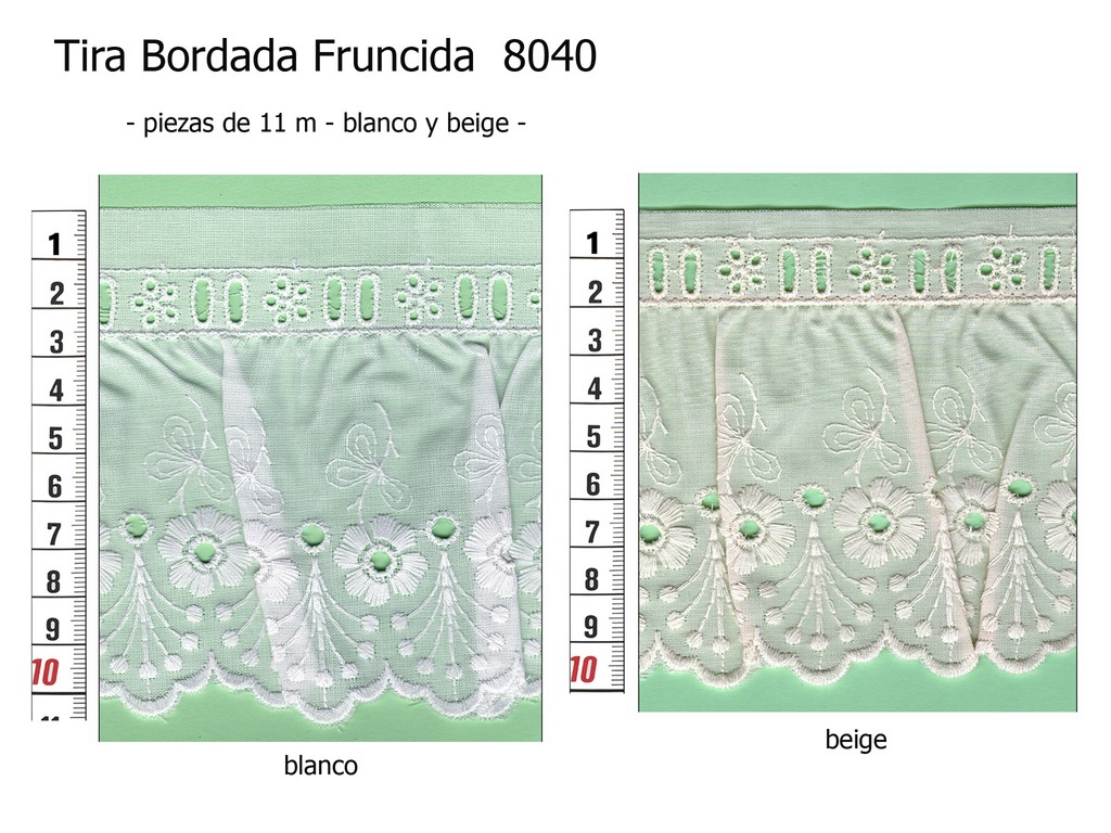 Tira bordada fruncida 8040