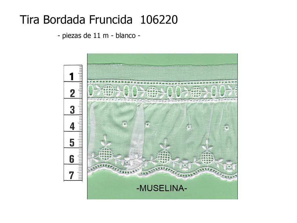 Tira bordada fruncida 106220 muselina