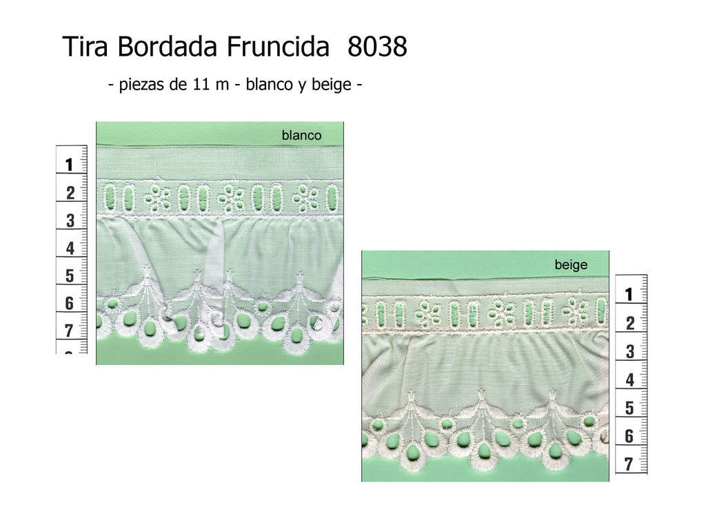 Tira bordada fruncida 8038