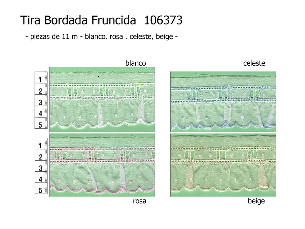 Tira bordada fruncida 106373 colores