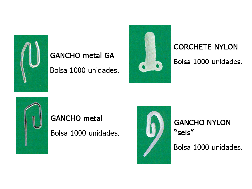 GANCHOS Y CORCHETES PARA CINTAS DE CORTINA