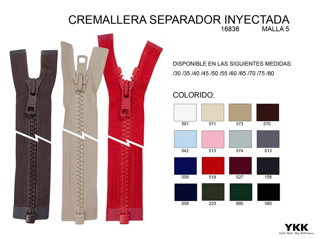 Cremallera inyectada separador - 70 cms roja