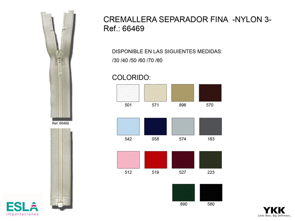 Cremallera separador fina 66469