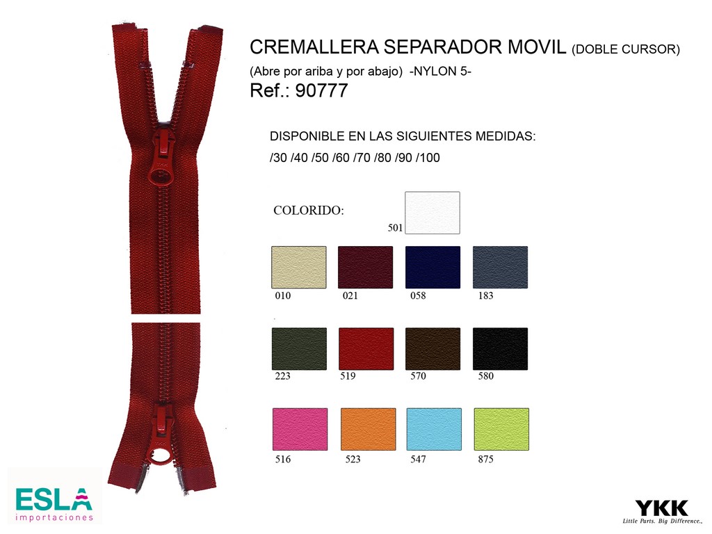 Esla Importaciones: Somos distribuidores de CREMALLERA POR METROS NYLON 5