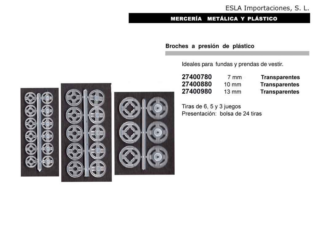 Broches presion plastico 27400780 - 27400880 - 27400980