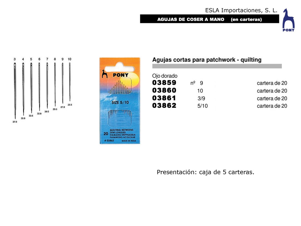 Agujas cortas patchwork 03859...