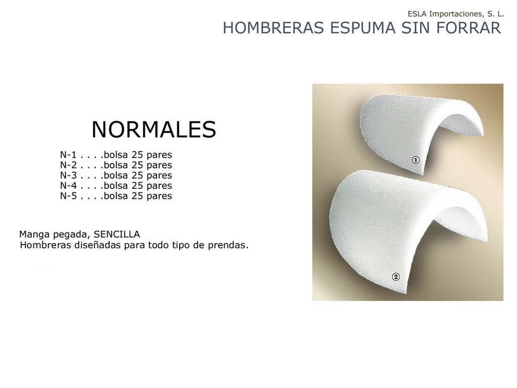 Hombreras  espuma  normales N1 - N2 - N3 - N4 - N5