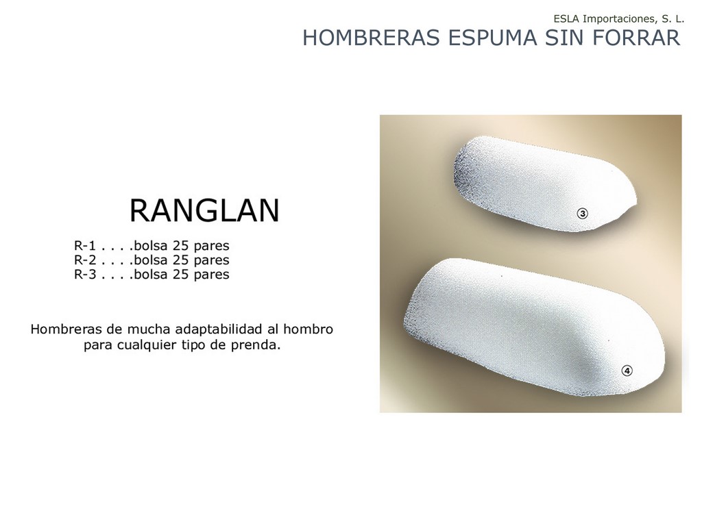 Hombreras espuma sin forrar ranglan R1 , R2 , R3