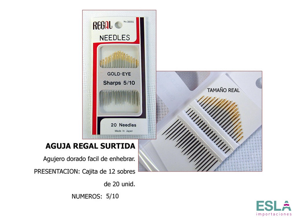 AGUJAS REGAL DE ZURCIR CORTAS SURTIDO