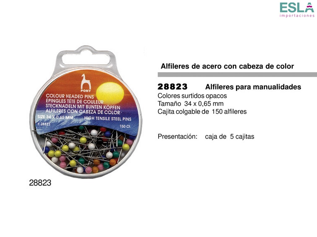 Importaciones: Somos distribuidores de ALFILERES PONY ACERO CABEZA COLOR