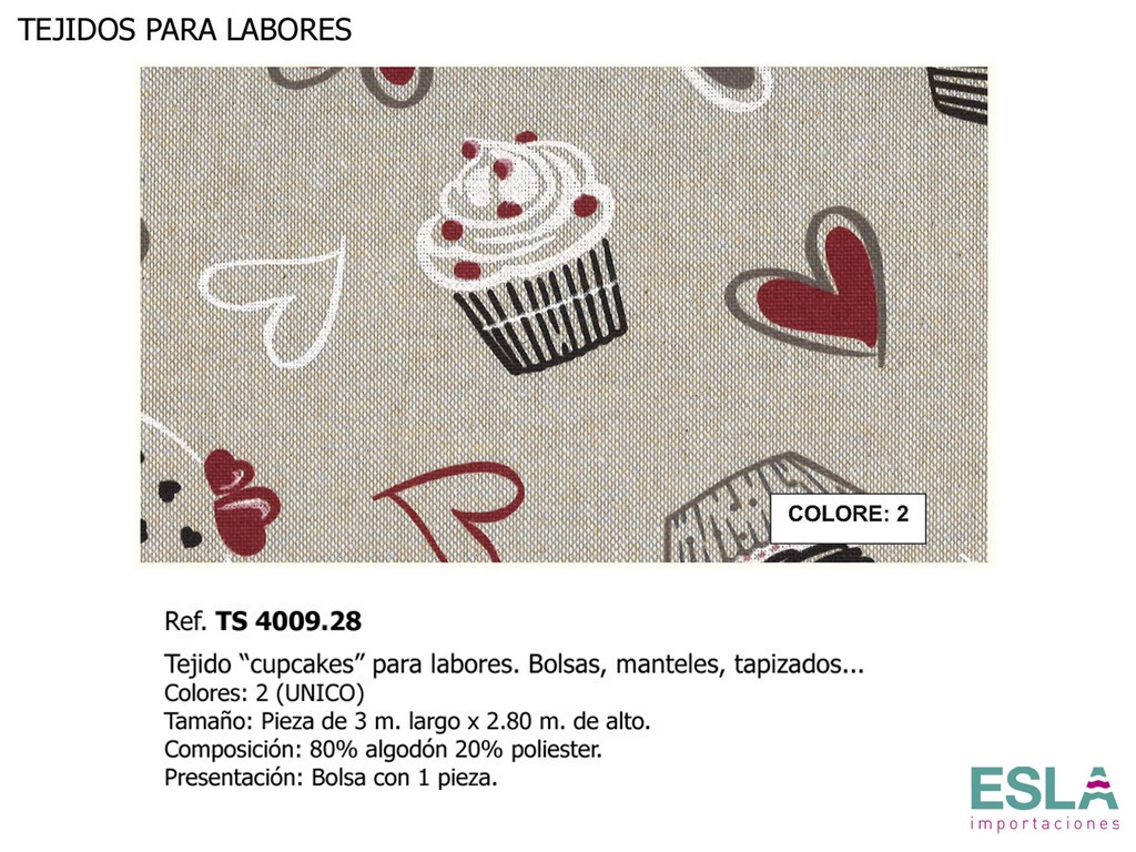 TEJIDO LABORES CUPCAKE TS4009.28