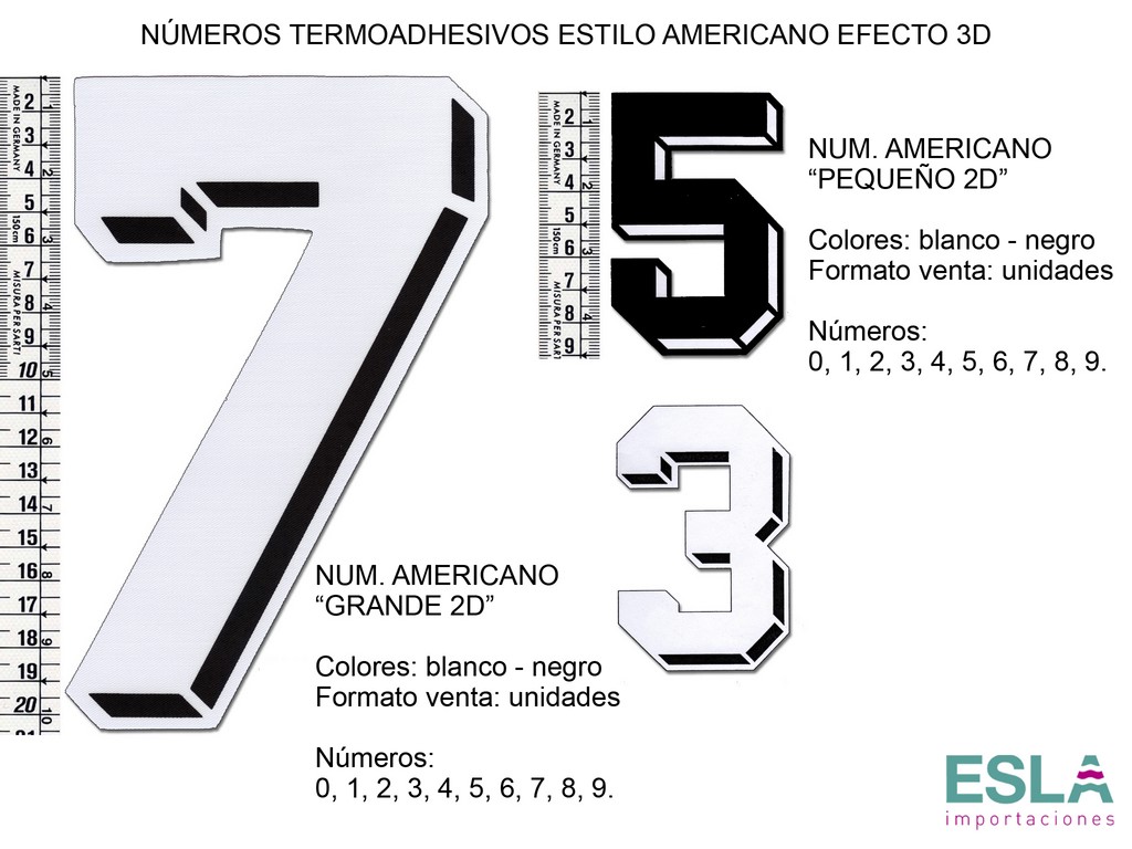 NÚMEROS ESTILO AMERICANO EFECTO 3D