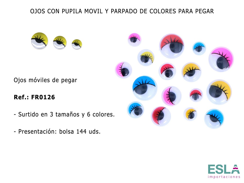 OJOS PUPILA MOVIL Y PARPADO COLORES PEGAR FR0126