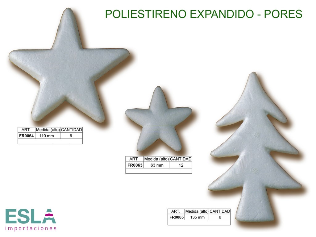 ARBOL Y ESTRELLAS POLIESTIRENO EXPANDIDO PORES