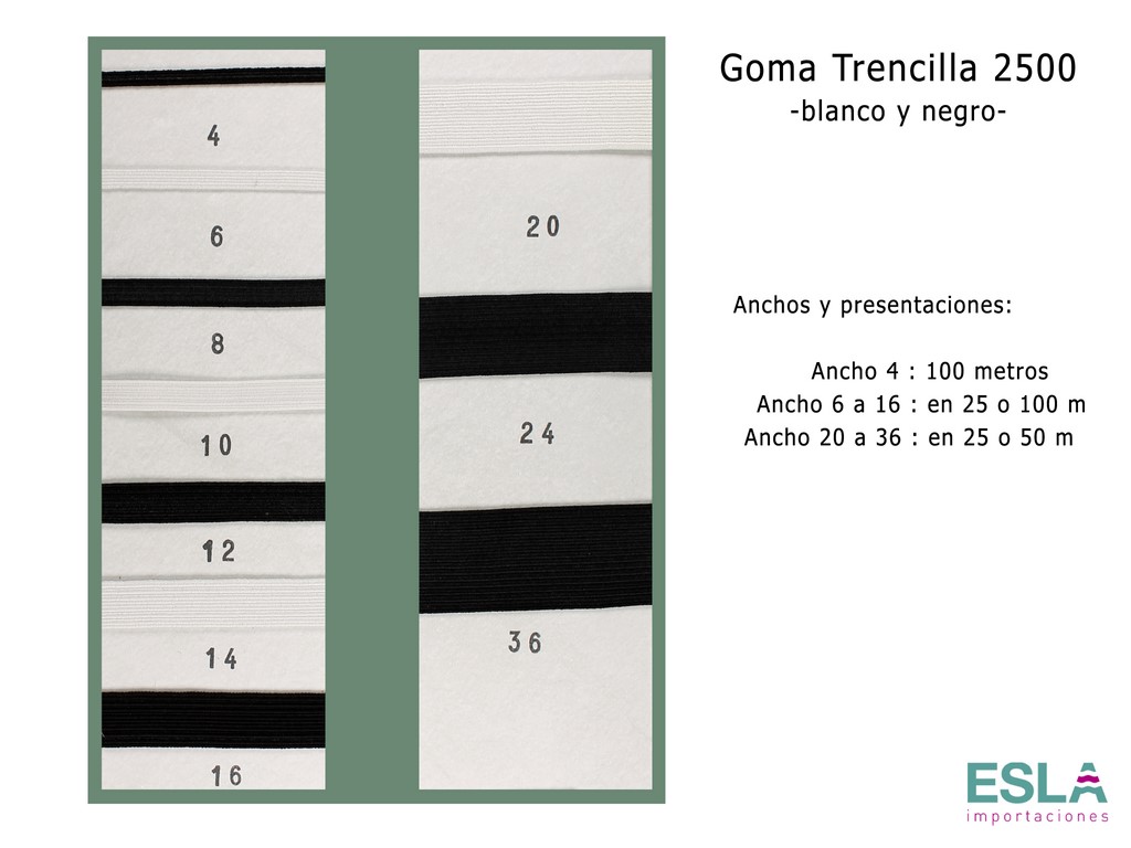 GOMA TRENCILLA 2500 BLANCO Y NEGRO