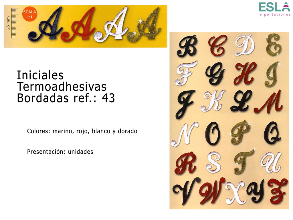 INICIALES TERMOADHESIVAS BORDADAS 43