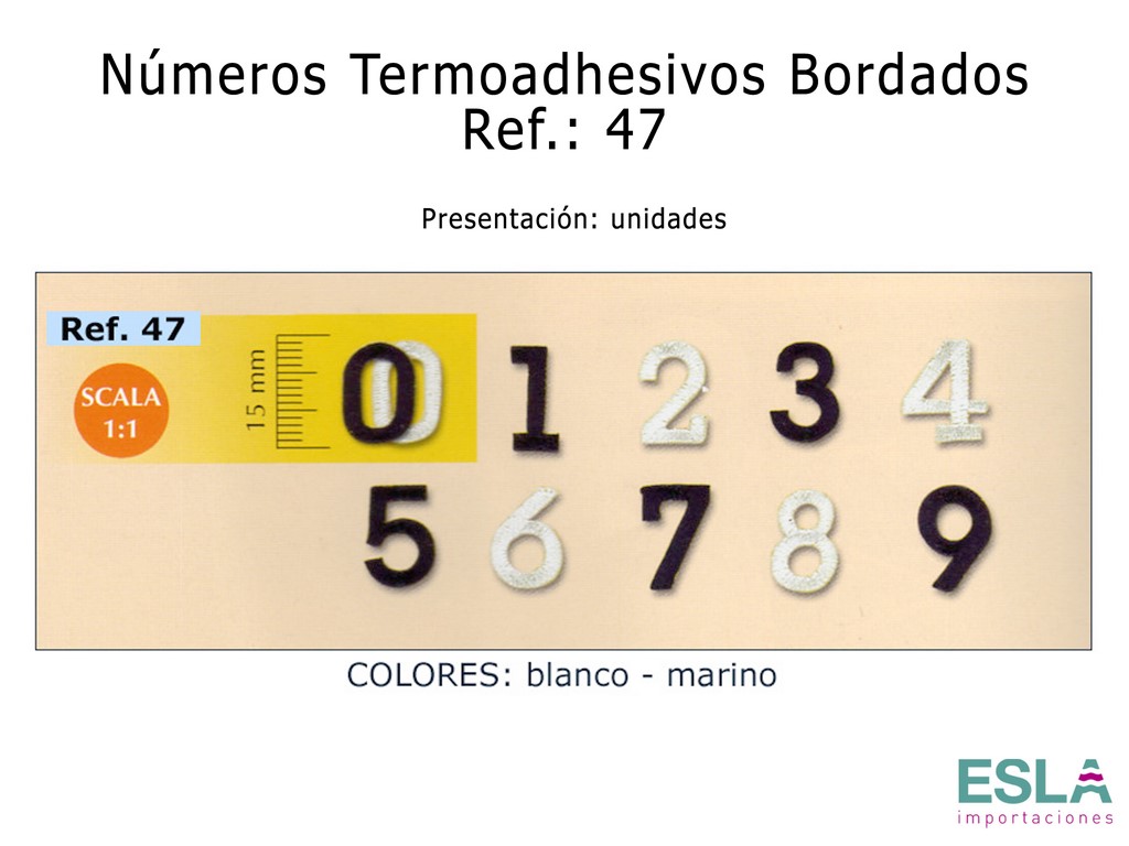 NÚMEROS TERMOADHESIVOS BORDADOS 47