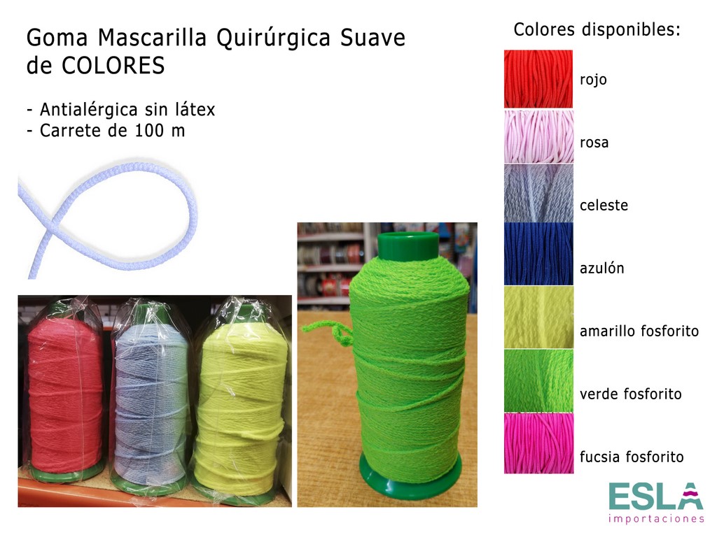 GOMA MASCARILLA QUIRURGICA COLORES