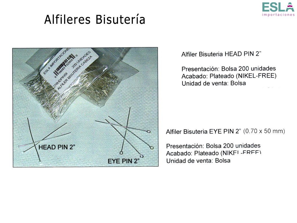 Alfiler Bisuteria HEAD PIN y EYE PIN 