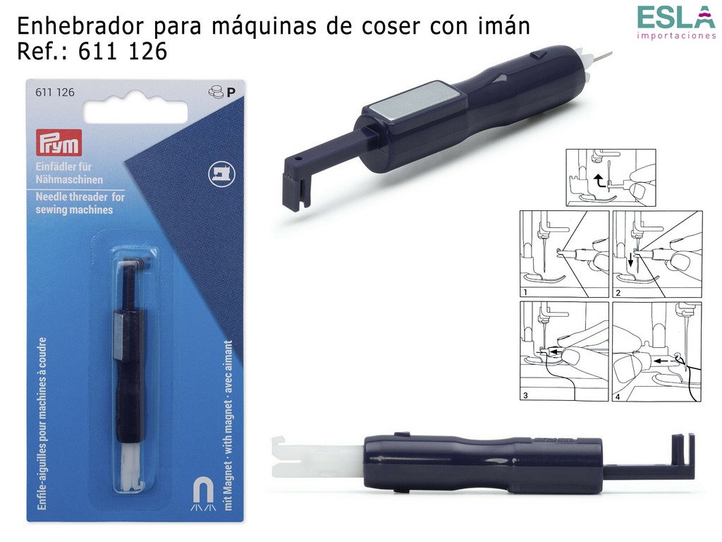 Enhebrador y colocador de agujas para máquina de coser con insertador