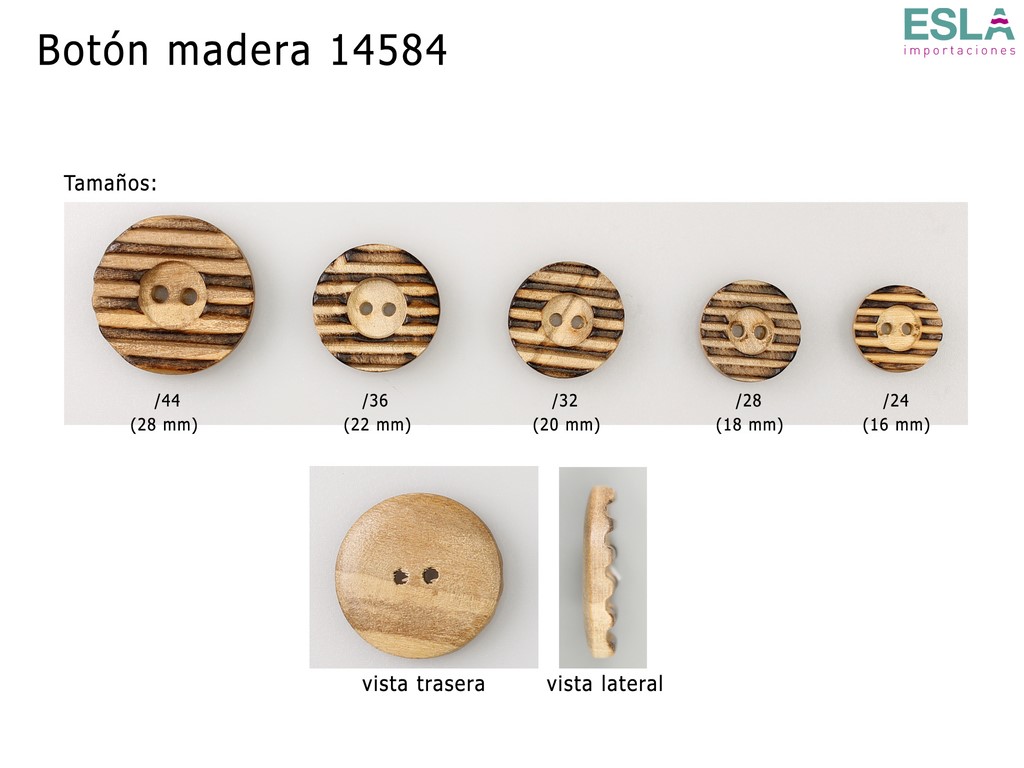 Botones de madera tamaño 48