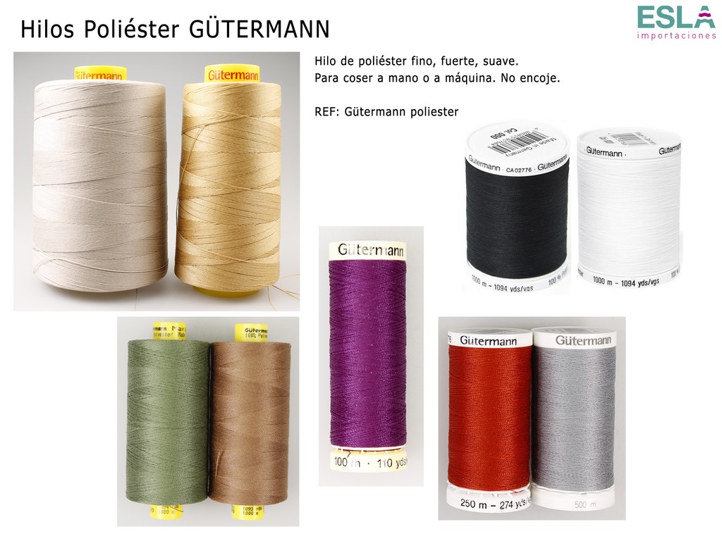 Hilo Gutermann 250 Mt Poliéster Sintético Costura Máquina De Coser  Resistente