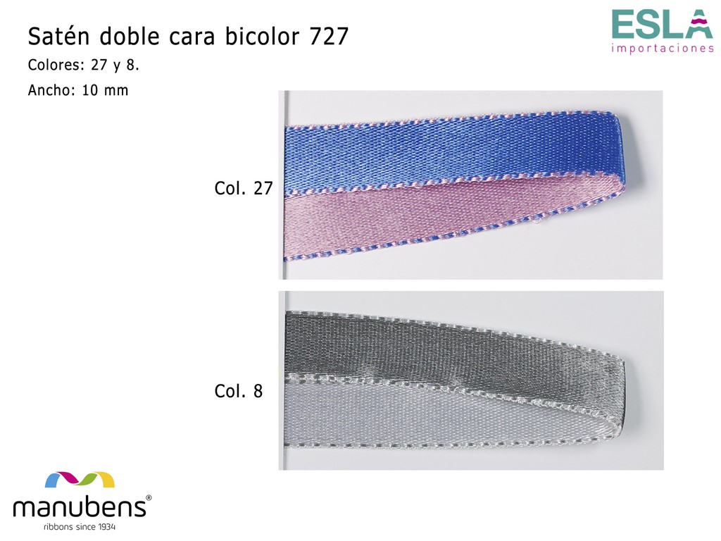 CINTA SATEN DOBLE CARA BICOLOR 727