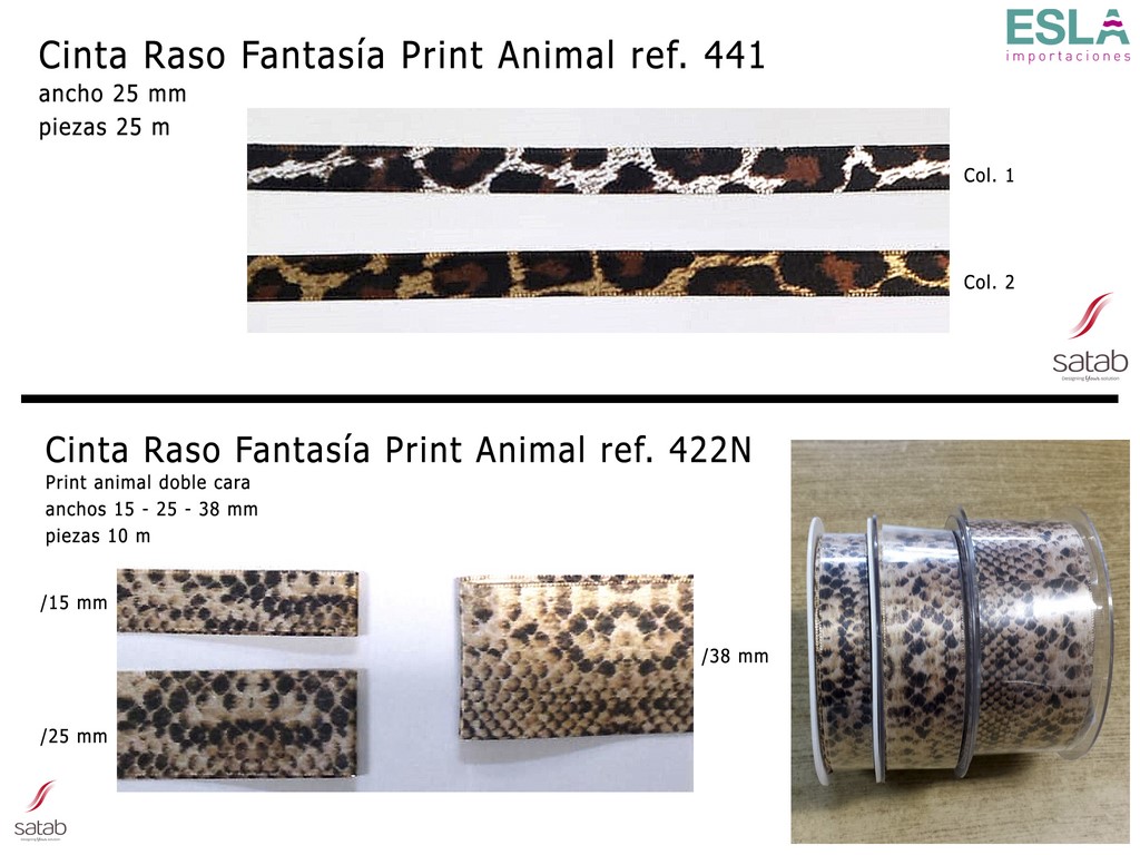 CINTA RASO ESTAMPADO ANIMAL 422N y 441