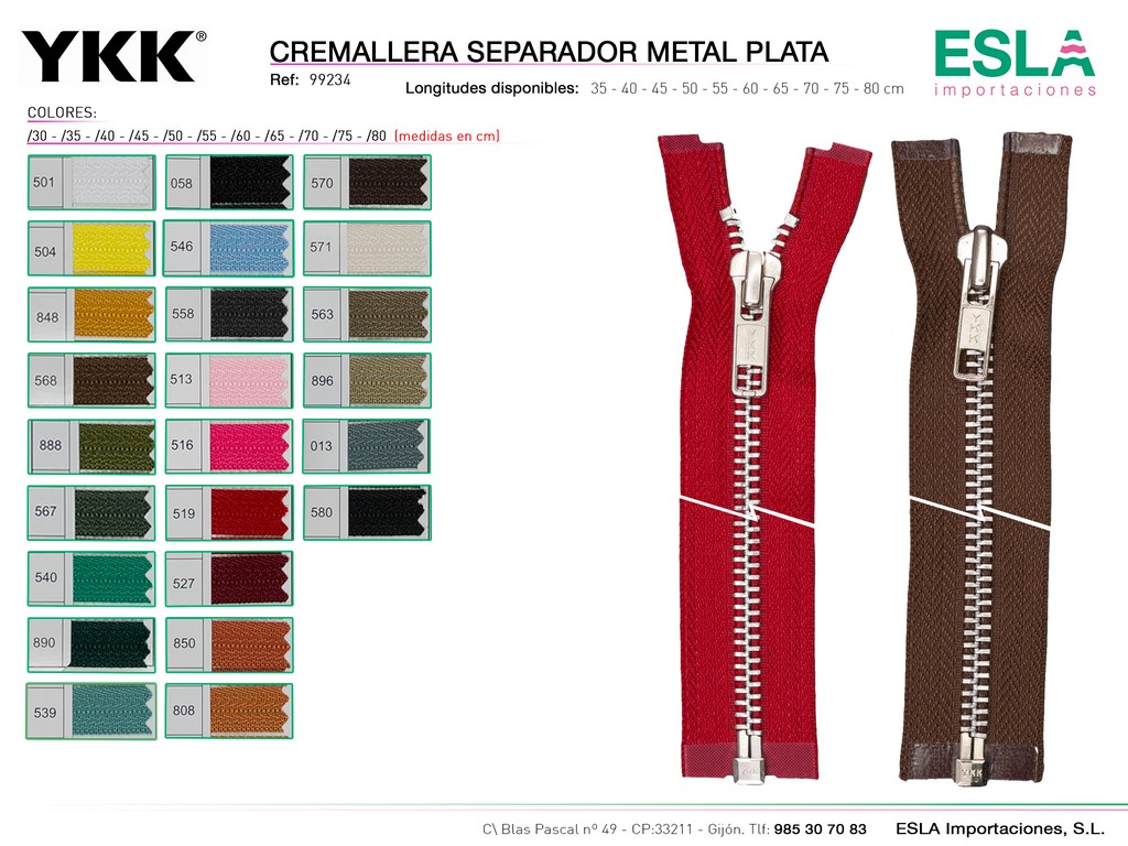 CREMALLERA METAL PLATA SEPARADOR 99234