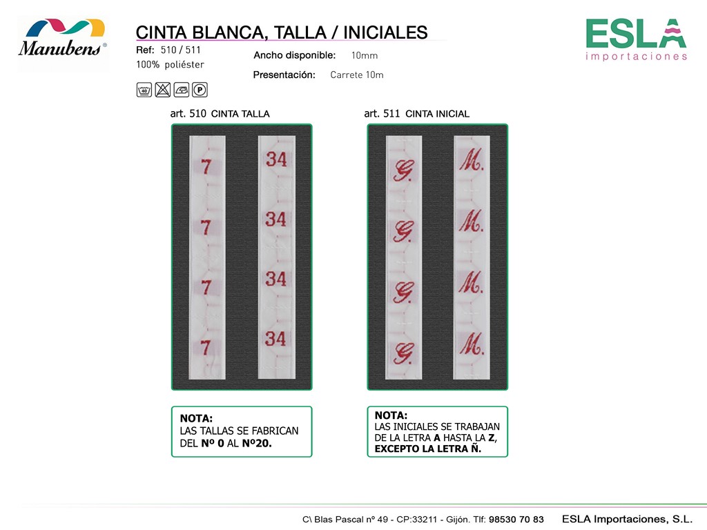 CINTA TALLAS INICIALES 510-511