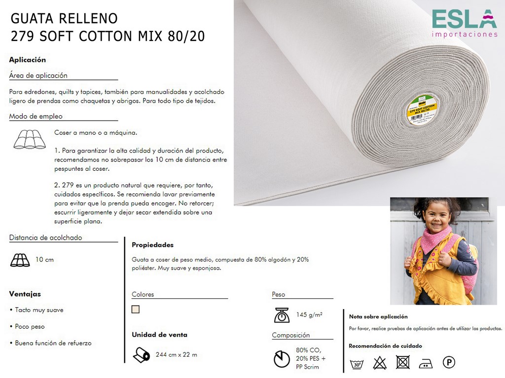 Esla Importaciones: Somos distribuidores de GUATA RELLENO 279 SOFT COTTON  MIX 80/20