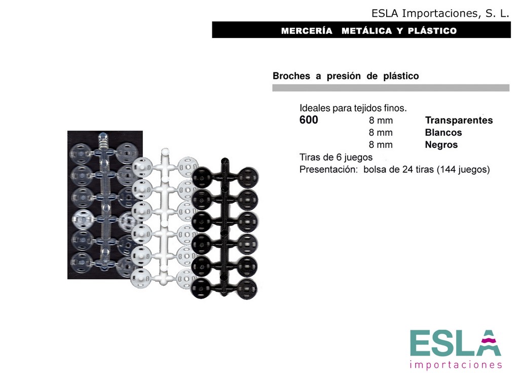 BROCHES A PRESION DE PLASTICO 600