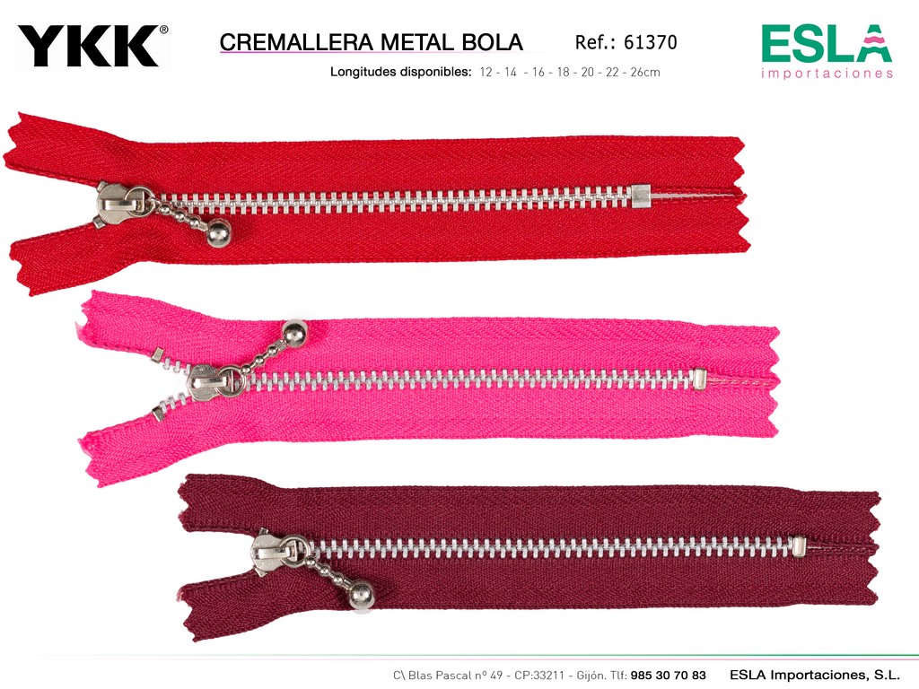 CREMALLERA METAL PLATA BOLA 61370