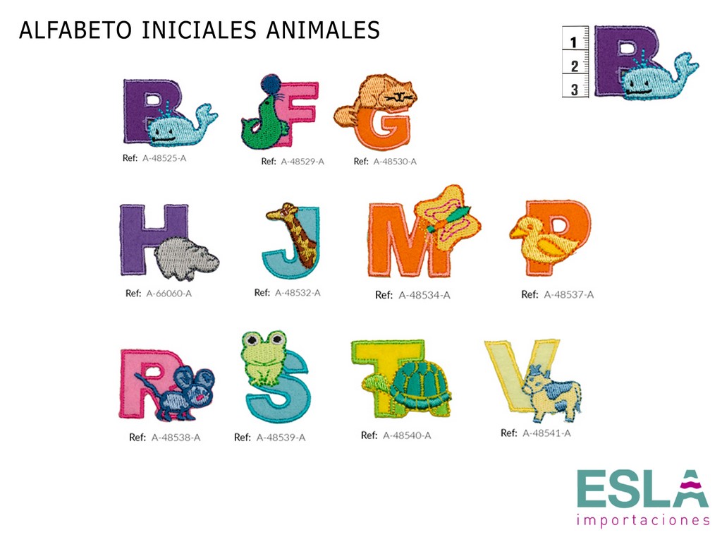 ALFABETO ANIMALES LETRAS TERMOADHESIVAS BORDADAS