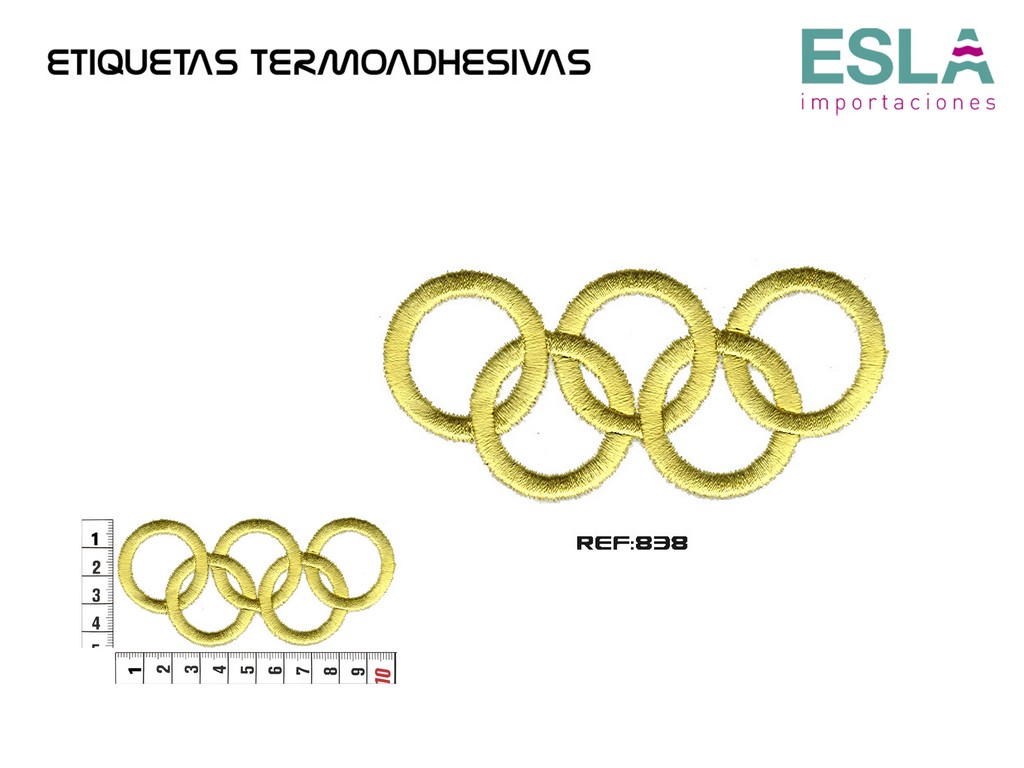 TERMOADHESIVO BORDADO 838 ANILLOS OLIMPICOS DORADO