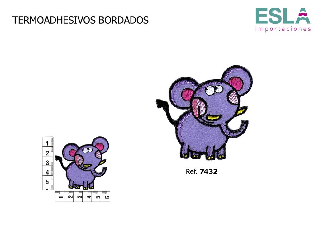 TERMOADHESIVO BORDADO ELEFANTE LILA 7434