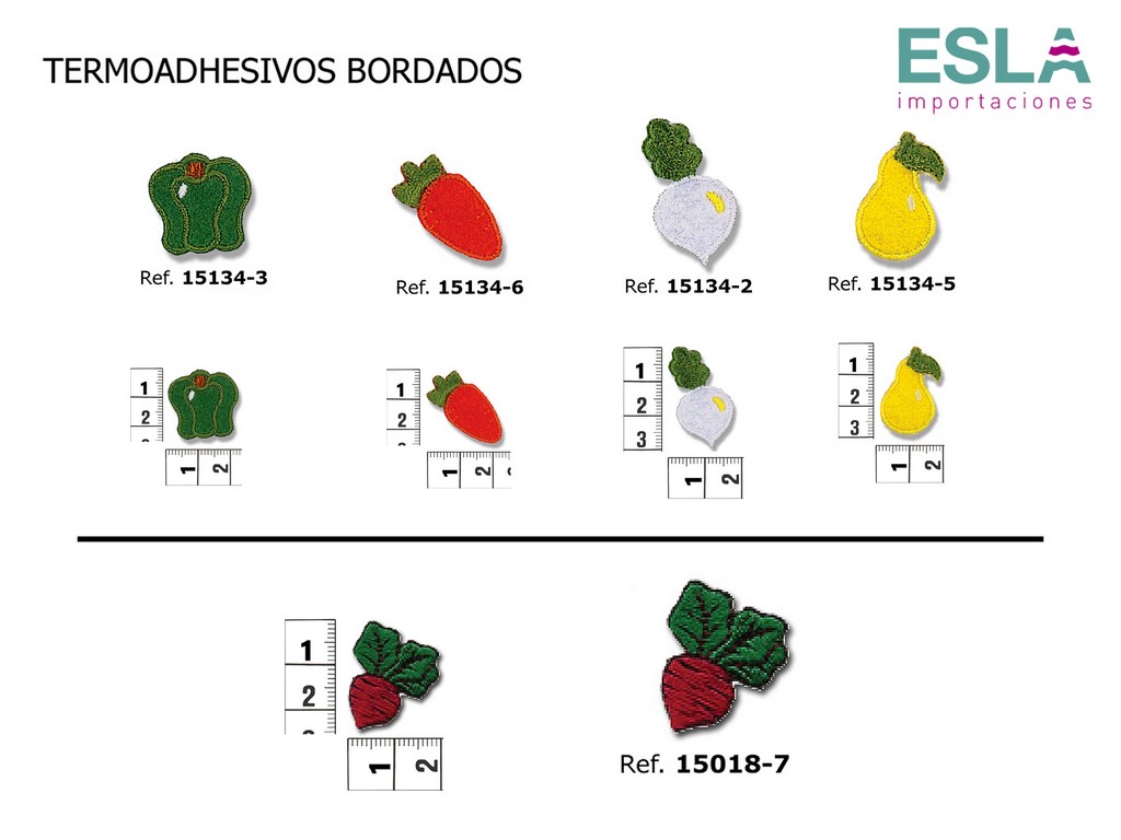 TERMOADHESIVO BORDADO FRUTAS Y VERDURAS 15134 15018 15091