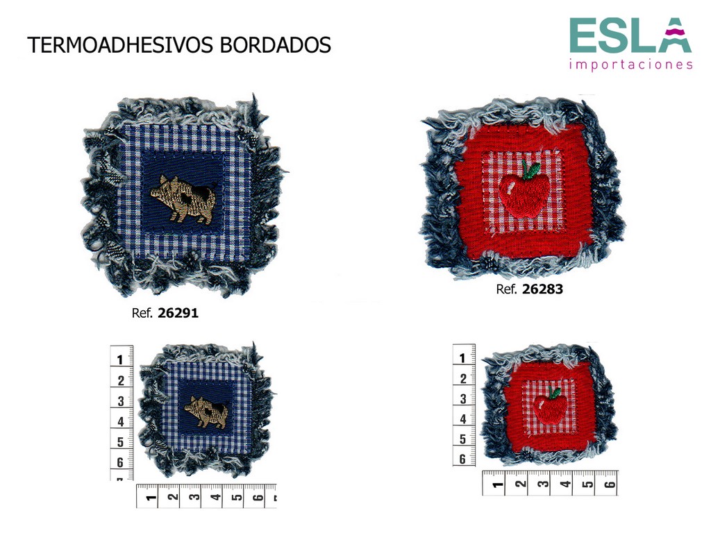 TERMOADHESIVO BORDADO CERDO 26291 Y MANZANA 26283