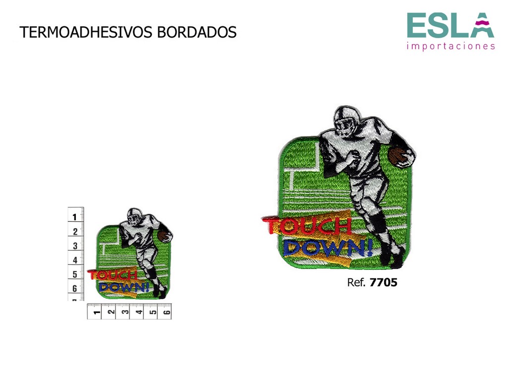 TERMOADHESIVO BORDADO RUGBY TOUCH DOWN 7705