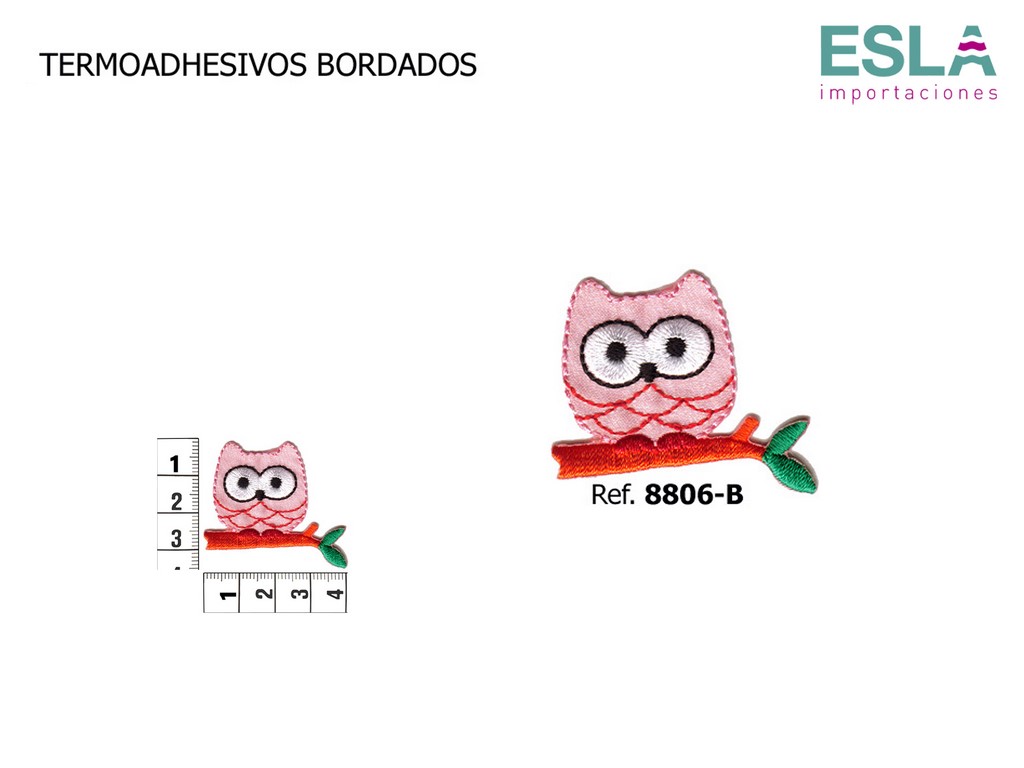 TERMOADHESIVO BORDADO BUHO ROSA 8806-B