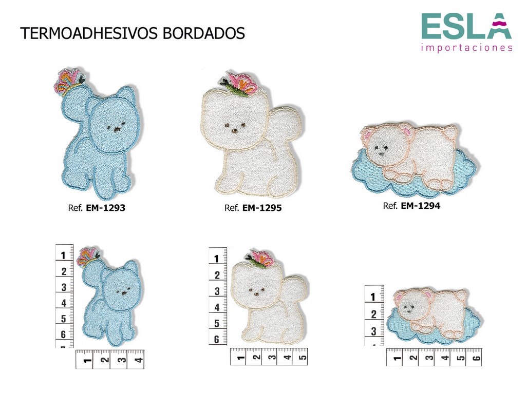 TERMOADHESIVO BORDADO ANIMALES EM-1293 EM-1294 EM-1295