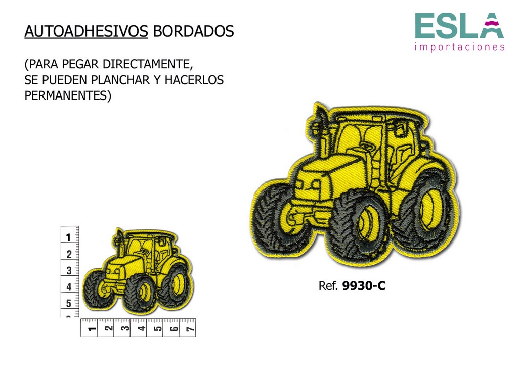 AUTOADHESIVO BORDADO TRACTOR AMARILLO 9930-C