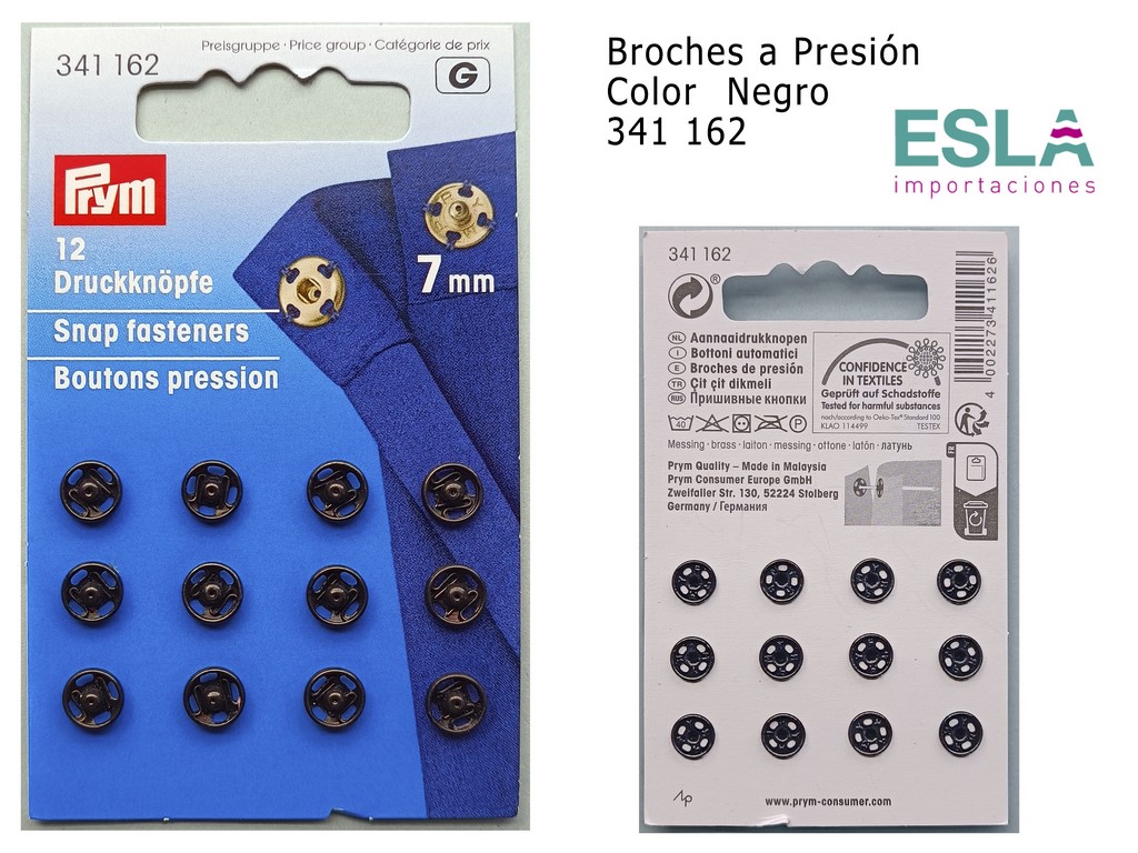 3 broches presión (corchetes) metálicos a coser 21 mm - Plateado