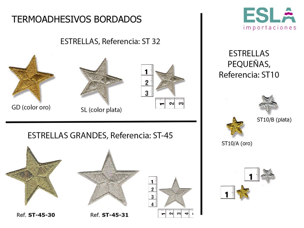 TERMOADHESIVO BORDADO ESTRELLAS ST10 ST32 ST45