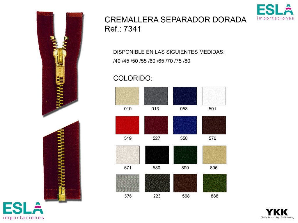 CREMALLERA METAL ORO SEPARADOR 7341