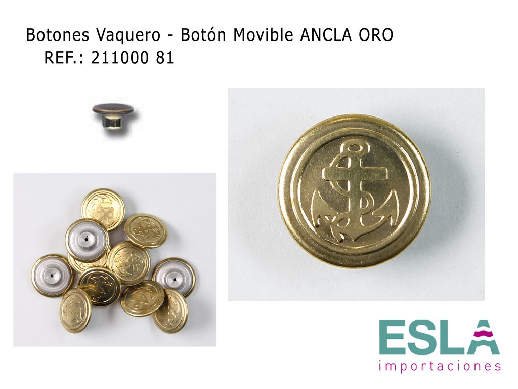 BOTON VAQUERO ANCLA ORO