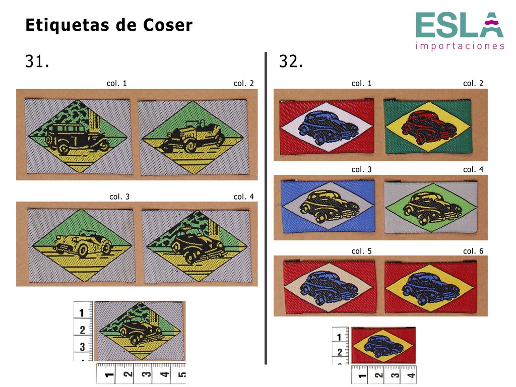 ETIQUETAS DE COSER 31, 32, COCHES ANTIGUOS