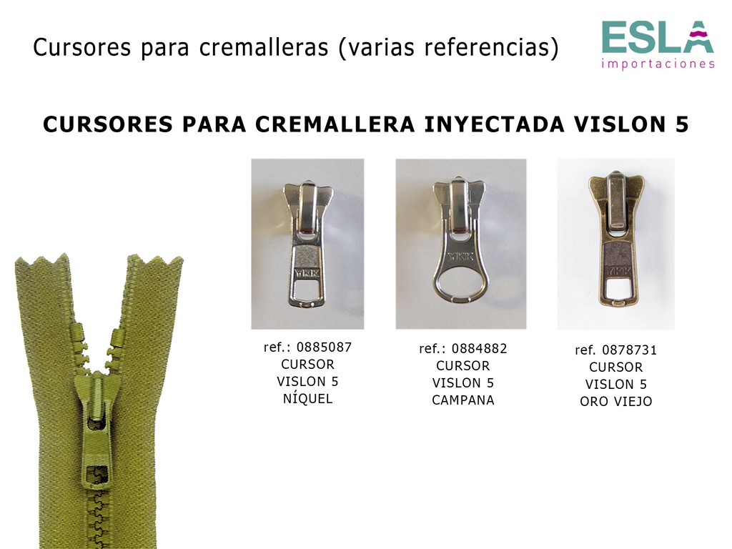 CURSOR PARA CREMALLERA INYECTADA VISLON 5 YKK 0885087 0884882 0878731