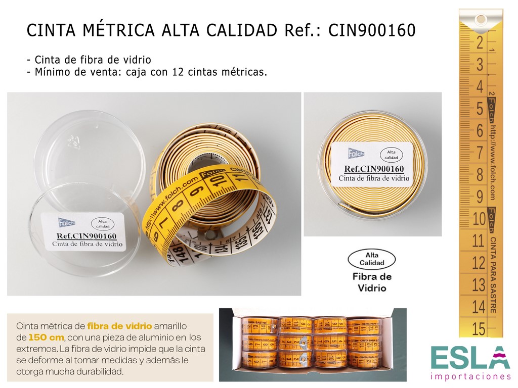 CINTA METRICA DE FIBRA DE VIDRIO ALTA CALIDAD FOLCH JABALI CIN900160